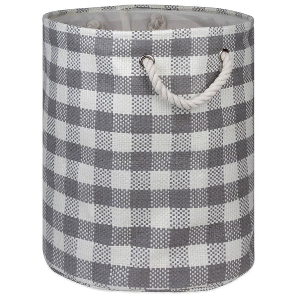 Design Imports Round Paper Bin Checkers GrayLarge CAMZ10169